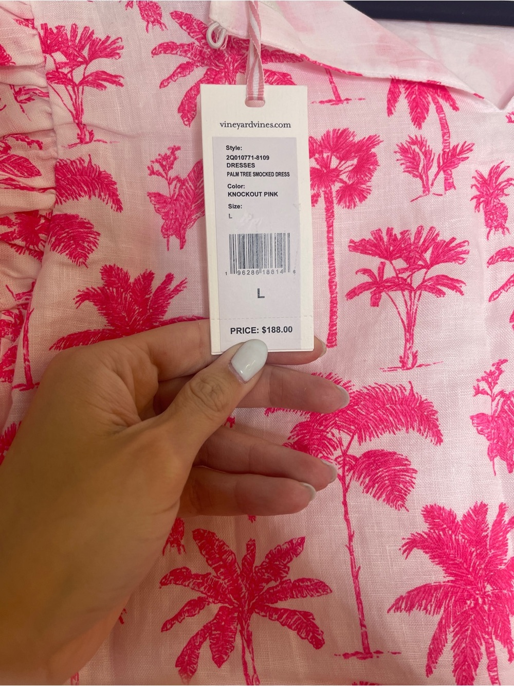 Vineyard Vines Pink & White Palm-Print Ruffle-Sleeve Mini Dress - Picture 4 of 5